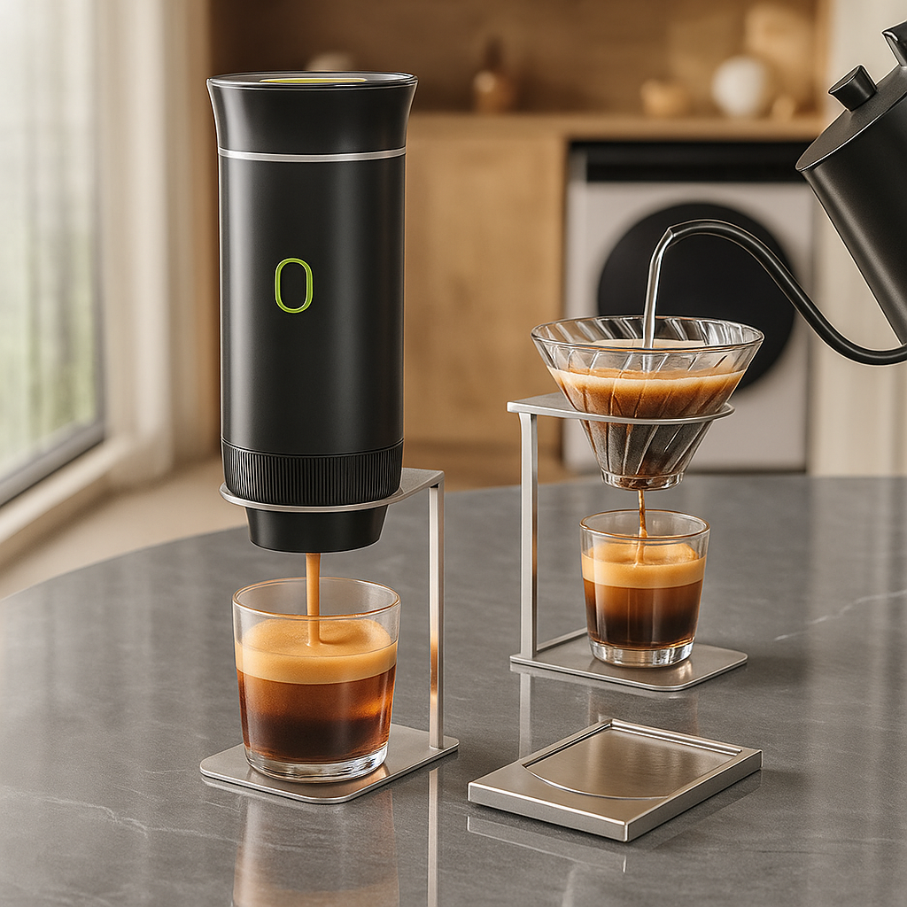 NextCoffee™ Stand – Support Métallique Pliable pour Préparation Café NextCoffee